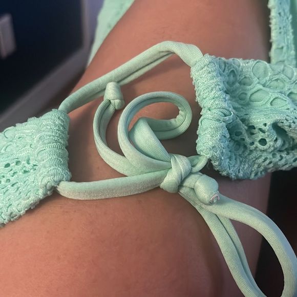 EUC Mossimo Mint Green Crochet Side Tie Bikini Bottom XL - Picture 7 of 13